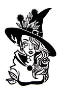 QuickTattoo glitter sjabloon Heks met hoed