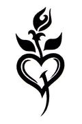 QuickTattoo glitter sjabloon roos met hartje
