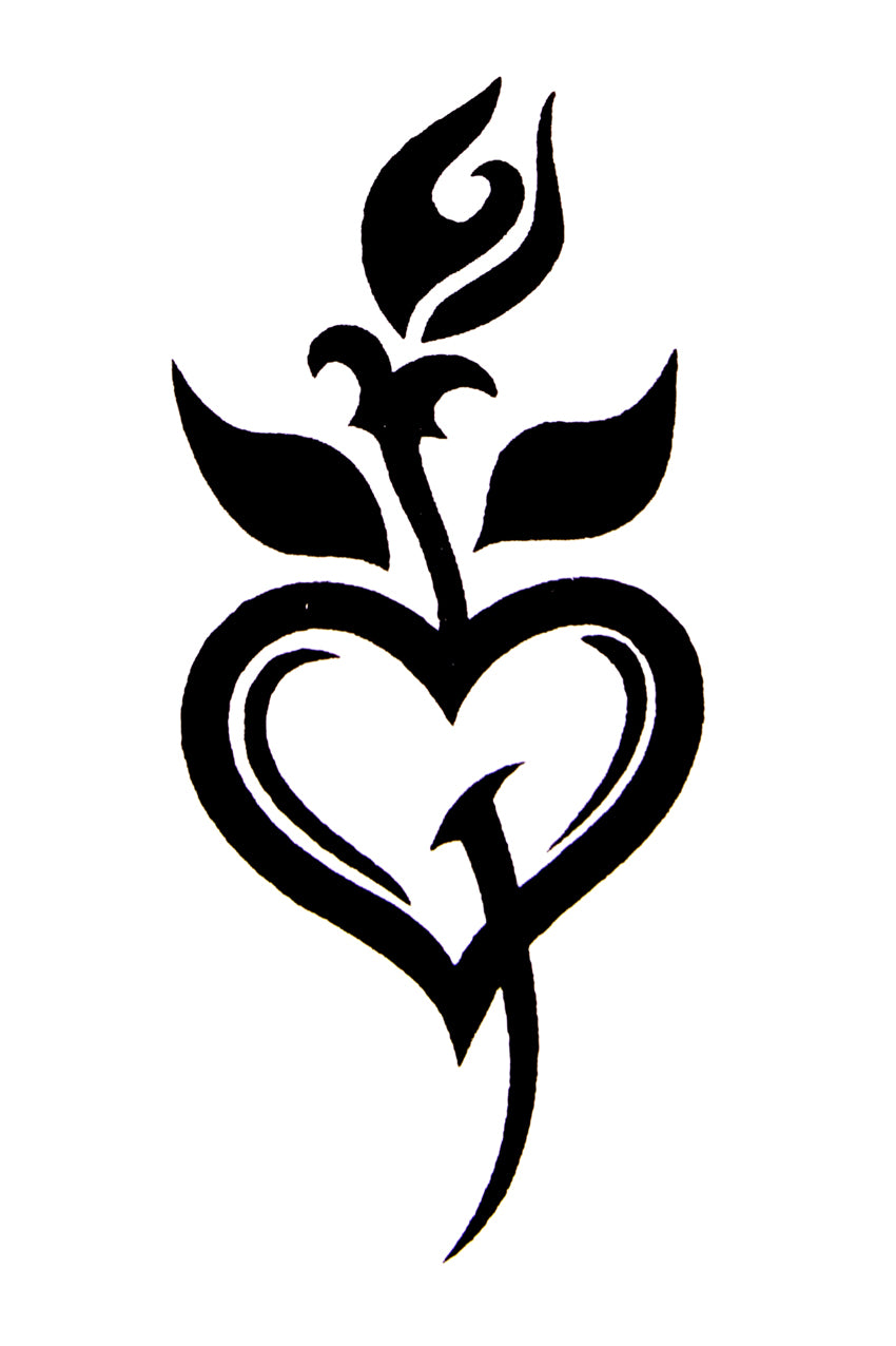 QuickTattoo glitter sjabloon roos met hartje