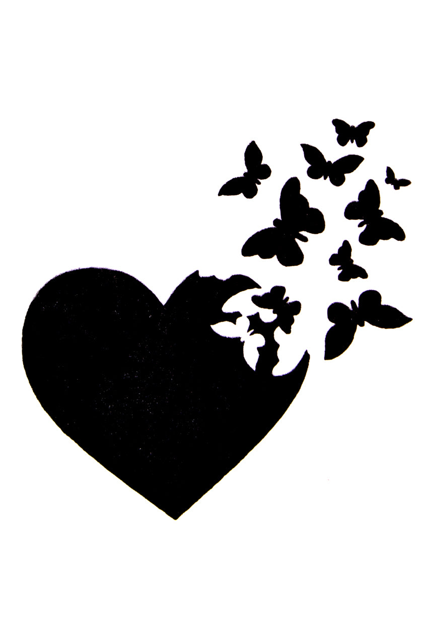 QuickTattoo gliiter sjabloon hartje met vlinders